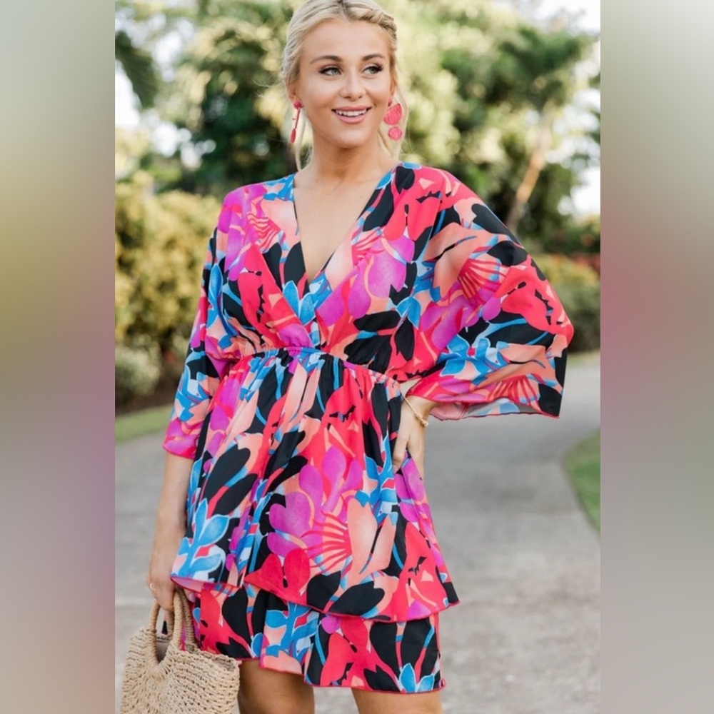 Pink Lily Multicolor Floral Dress